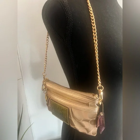 Coach Poppy Signature Gold Crossbody Bag